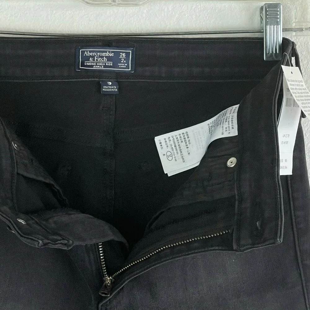 Abercrombie & Fitch Jeans Women's Sz 26/2R Simone High Rise Ankle Denim Black - Picture 9 of 10